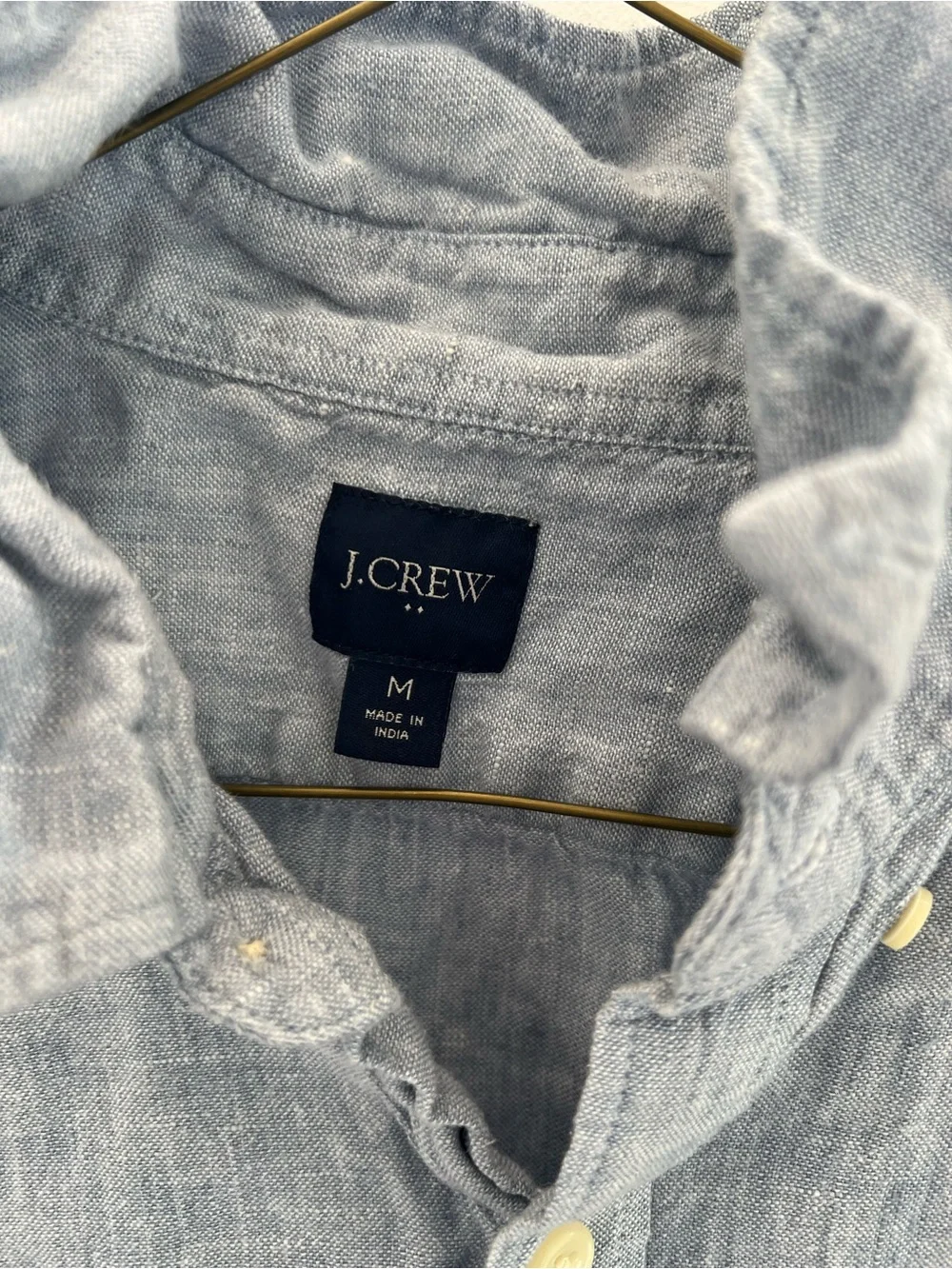 J. Crew Short-Sleeve Button-Down Shirt in Light Blue Linen
